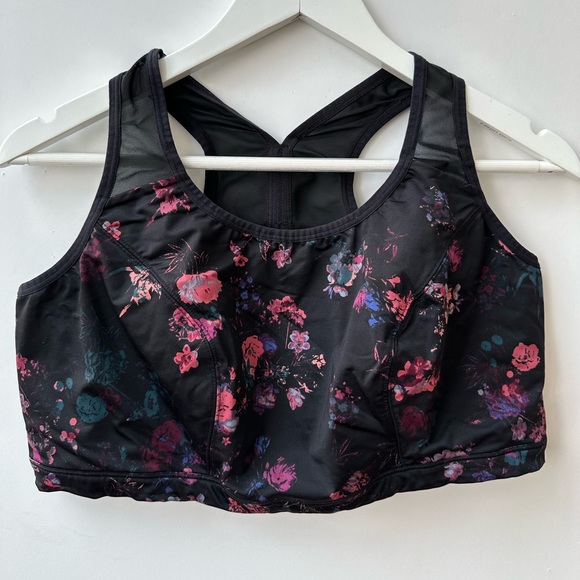 LANE BRYANT / LIVI ACTIVE - Black Floral Print Racer Back Style Sports Bra 18/20 - Picture 2 of 8